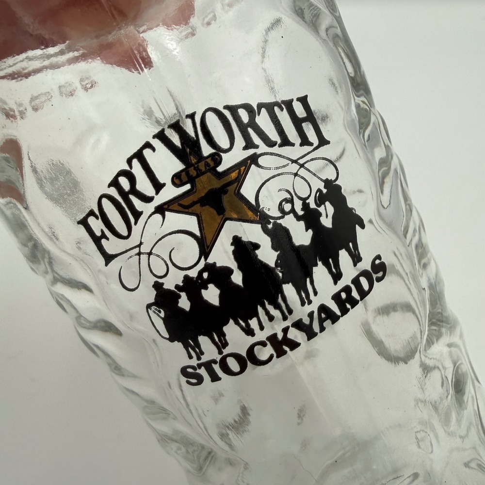 Fort Worth Stockyards Boot‎ Shaped Glass Mug Texas Souvenir western cowboy